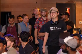 The crowd gathered for the demos